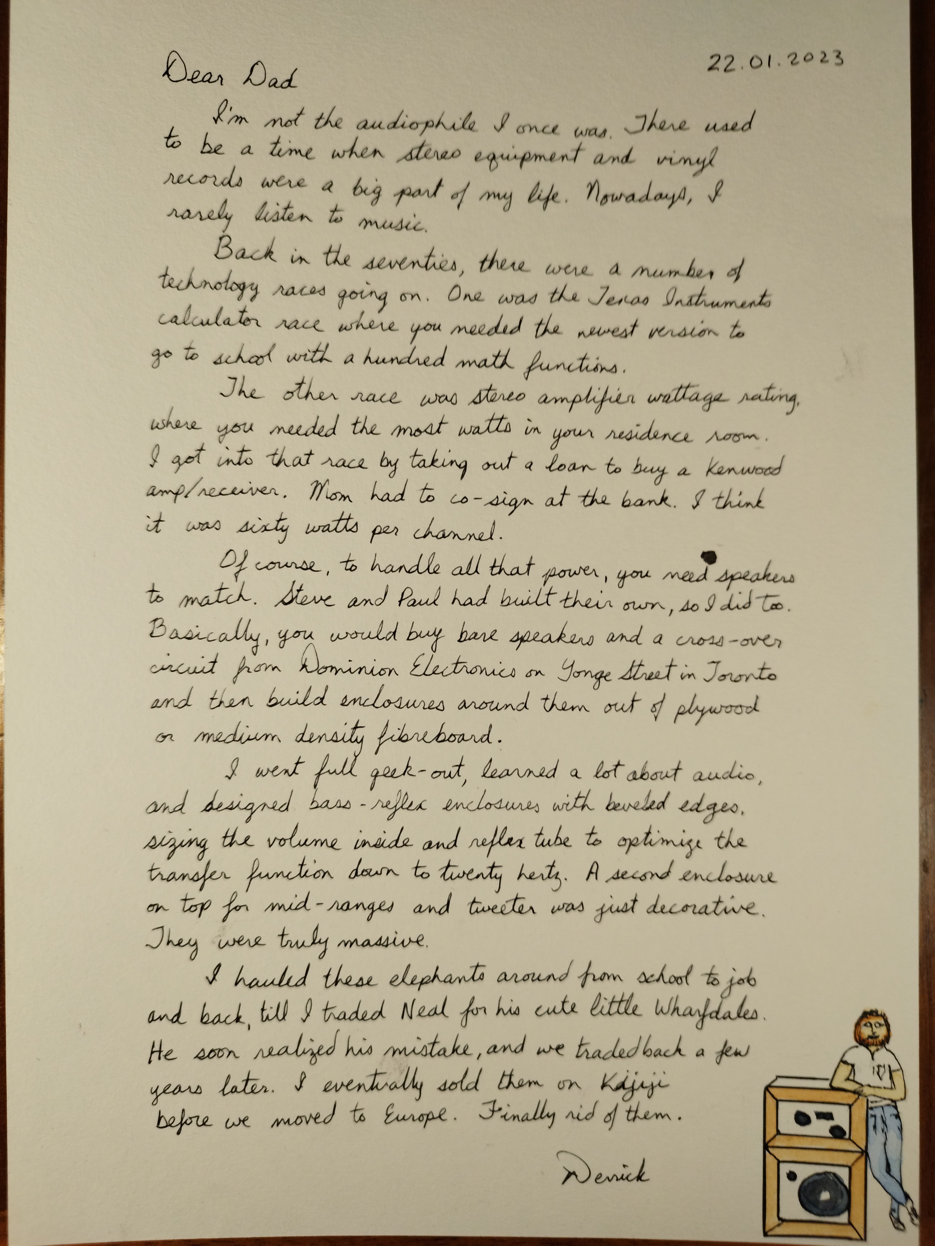 cursive letter about retirement